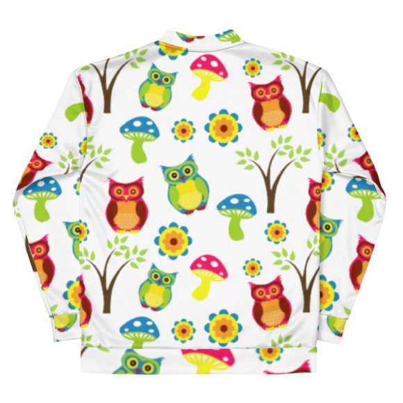 Cute Owl Wallpaper Pattern Bomber Jacket - Picture 6 of 6